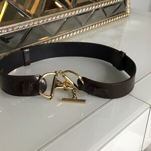 Elegant Brown Adjustable Belt with Gold Buckle